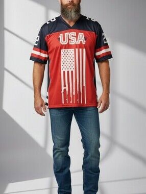 Greater Half USA 2nd Amendment Football Jersey Men's XL